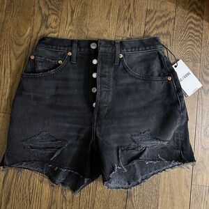 re/done black denim shorts
